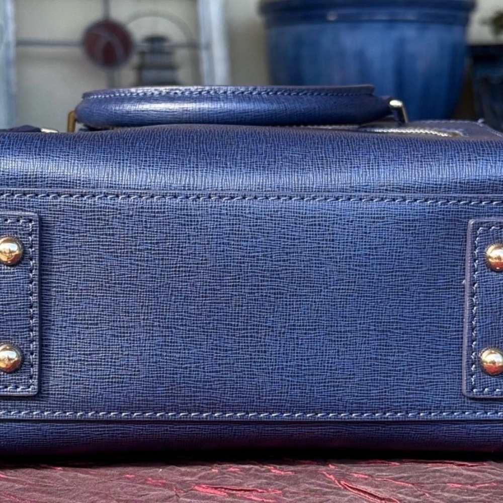 Dooney & Bourke Marine Blue Saffiano Leather Zip Satchel - Picture 5 of 7